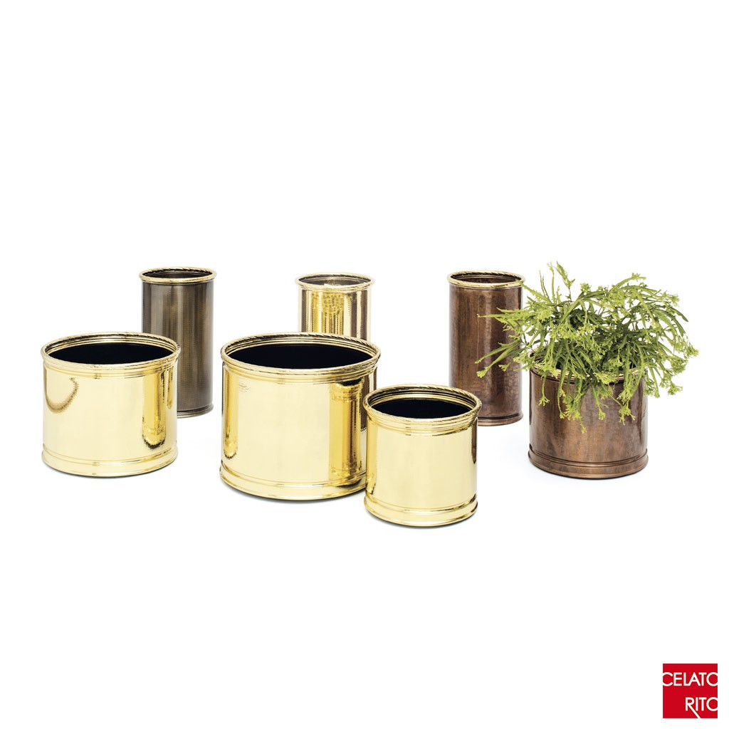 Brass and copper planters TRECCIA collection