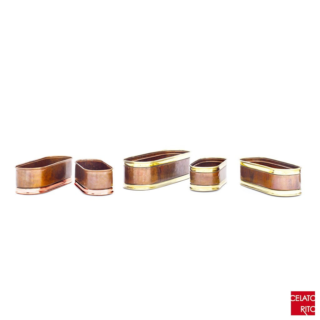 Copper narrow planters OVALI